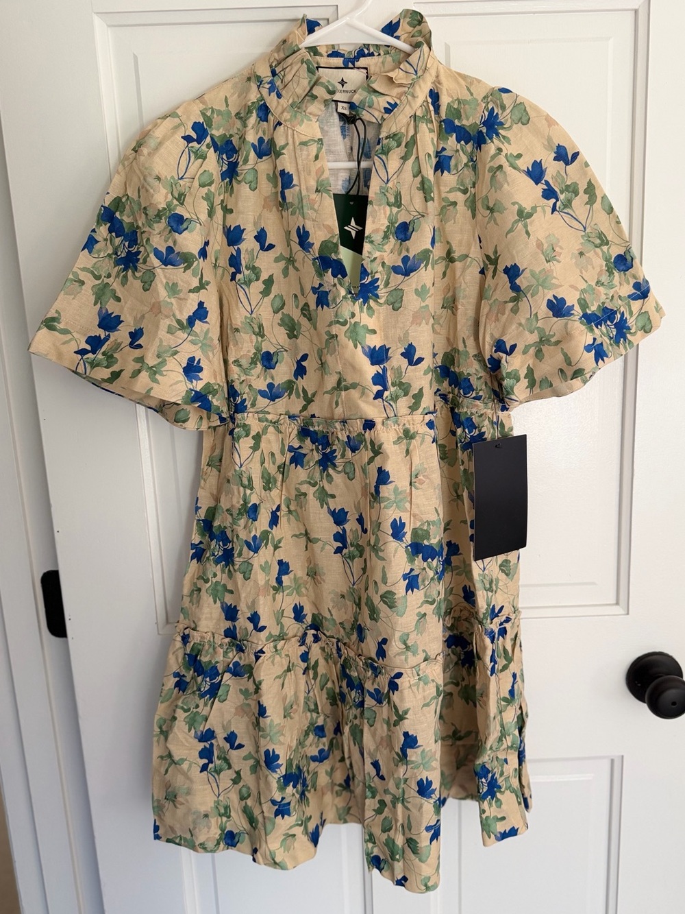 Tuckernuck Bellflower Blooms Crawford Dress XS Floral Linen Blend NWT
